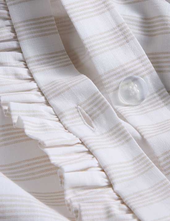 Pure Cotton Narrow Stripe Ruffle Bedding Set