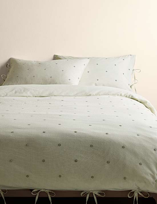 Pure Cotton Striped Embroidered Bedding Set