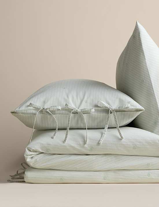 Pure Cotton Striped Embroidered Bedding Set