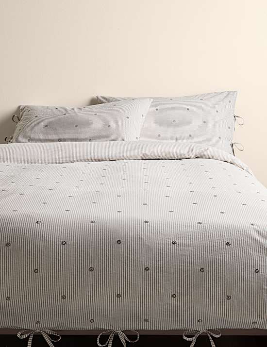 Pure Cotton Striped Embroidered Bedding Set