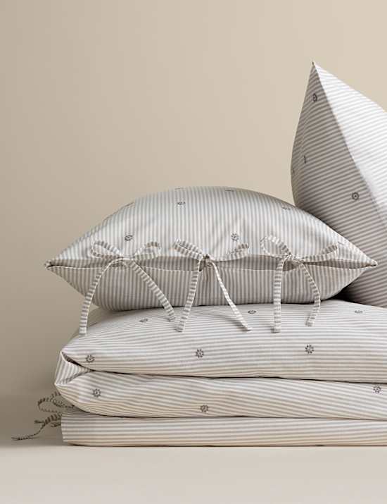Pure Cotton Striped Embroidered Bedding Set