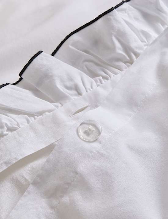 Pure Cotton Contrast Double Ruffle Bedding Set