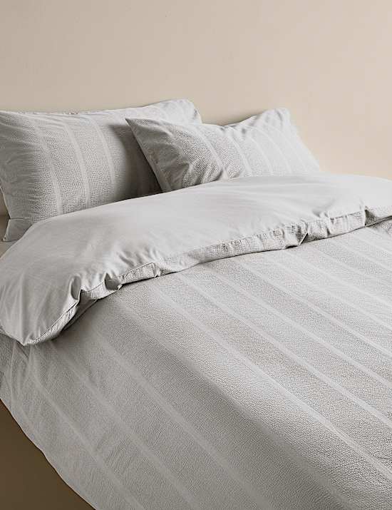 Set Perlengkapan Tidur Katun Murni Motif Garis Seersucker