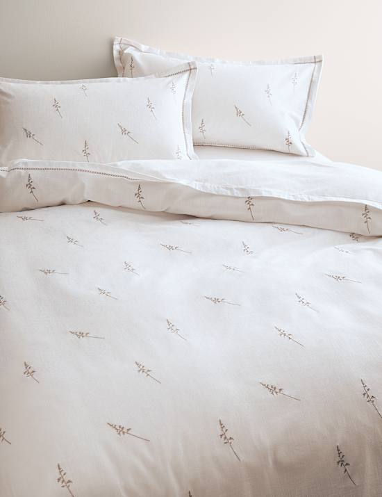 Pure Cotton Embroidered Sprig Bedding Set