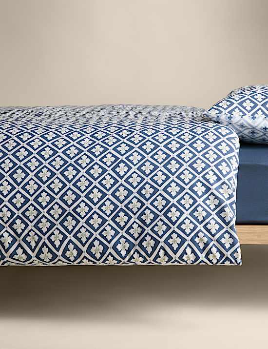 Cotton Blend Geometric Tile Bedding Set