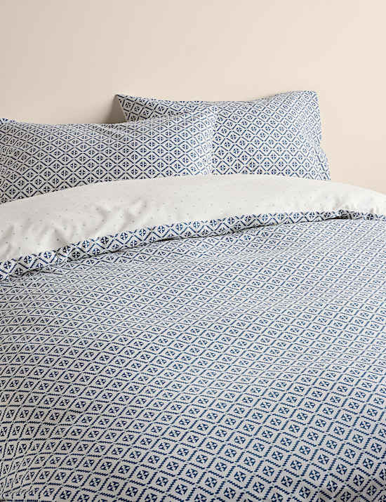 Cotton Blend Geometric Tile Bedding Set