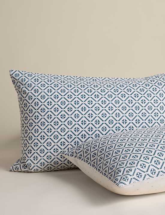 Cotton Blend Geometric Tile Bedding Set