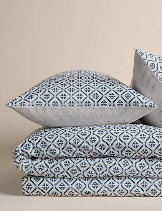 Cotton Blend Geometric Tile Bedding Set