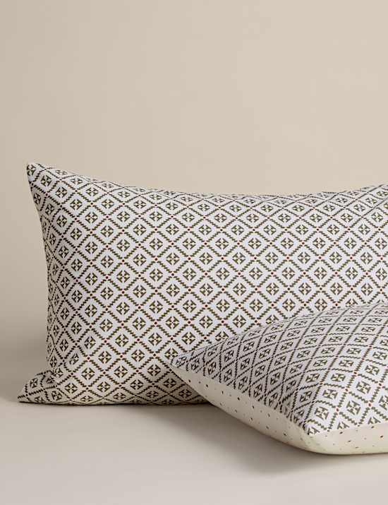 Cotton Blend Geometric Tile Bedding Set