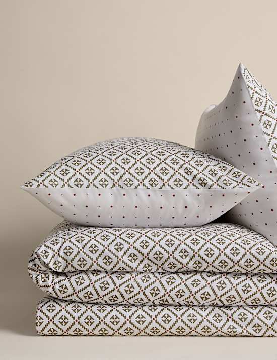 Cotton Blend Geometric Tile Bedding Set
