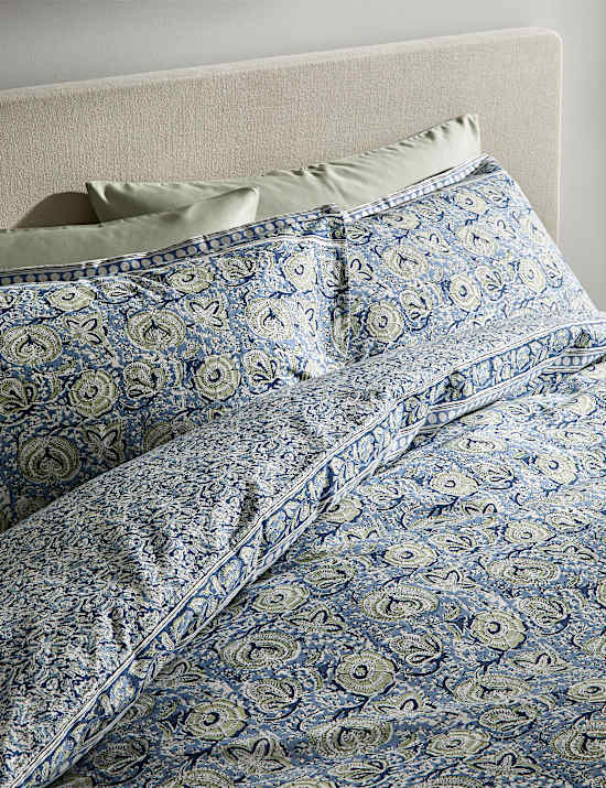 Pure Cotton Floral Woodblock Bedding Set