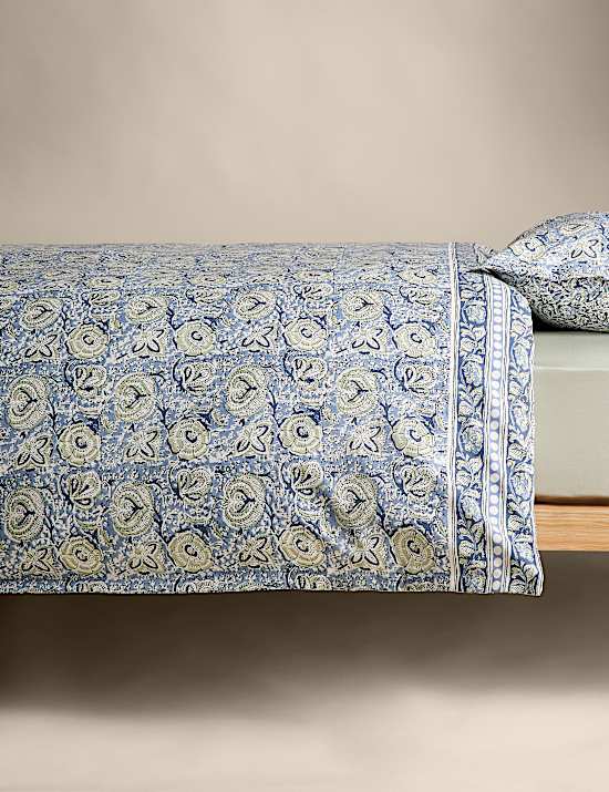 Pure Cotton Floral Woodblock Bedding Set