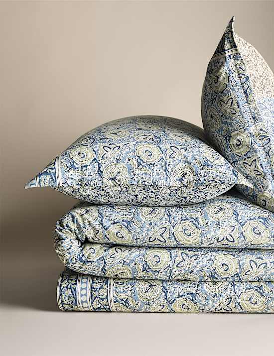 Pure Cotton Floral Woodblock Bedding Set