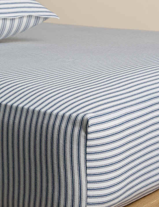 Brushed Cotton Striped Deep Fitted Sheet