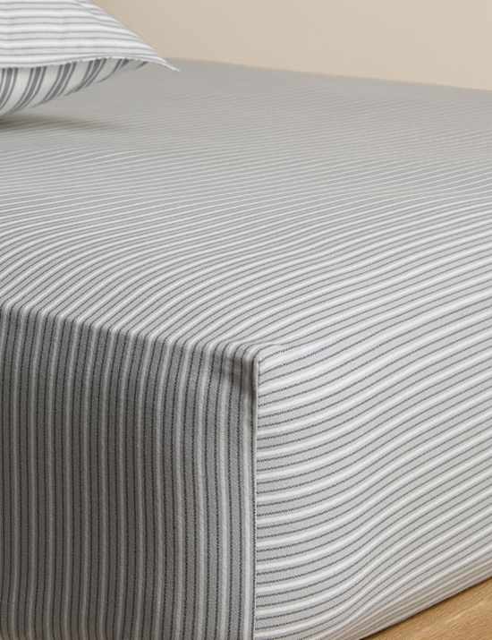 Brushed Cotton Striped Deep Fitted Sheet