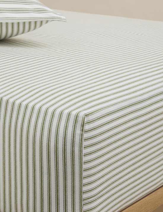Brushed Cotton Striped Deep Fitted Sheet
