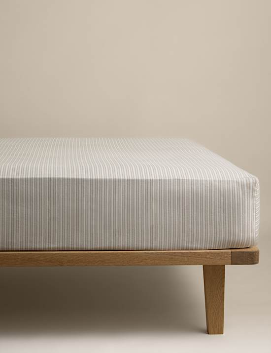 Brushed Cotton Striped Deep Fitted Sheet