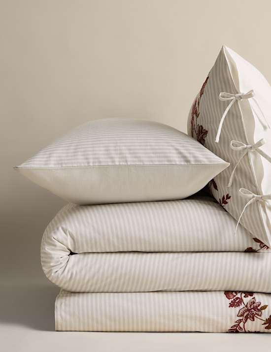 Linear Floral Embroidered Bedding Set