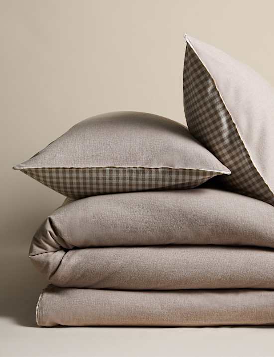 Brushed Cotton Melange Gingham Bedding Set