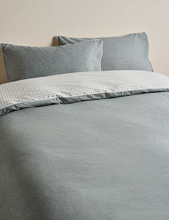 Brushed Cotton Melange Gingham Bedding Set