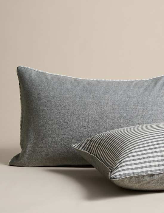 Brushed Cotton Melange Gingham Bedding Set