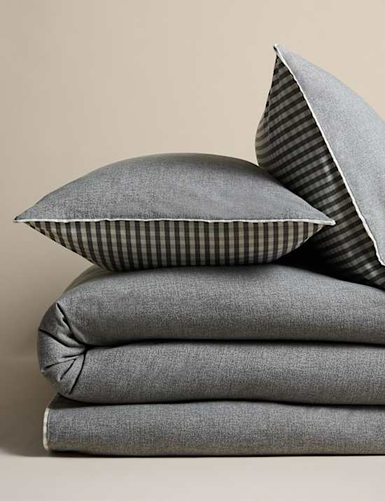 Brushed Cotton Melange Gingham Bedding Set