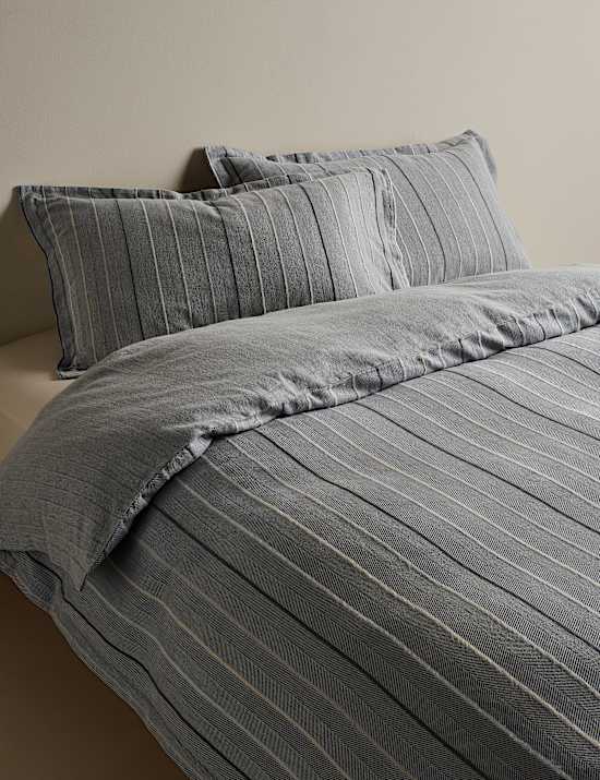 Pure Cotton Herringbone Striped Bedding Set