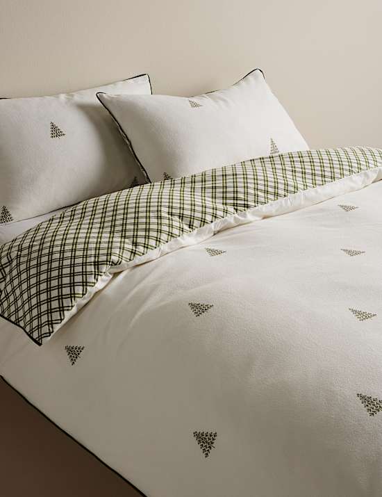 Pure Brushed Cotton Tree Print Reversible Bedding Set
