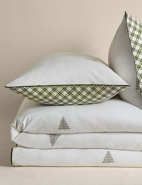 Pure Brushed Cotton Tree Print Reversible Bedding Set