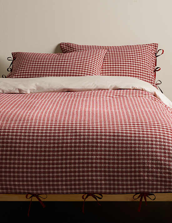 Pure Cotton Yarn Dyed Checked Seersucker Bedding Set