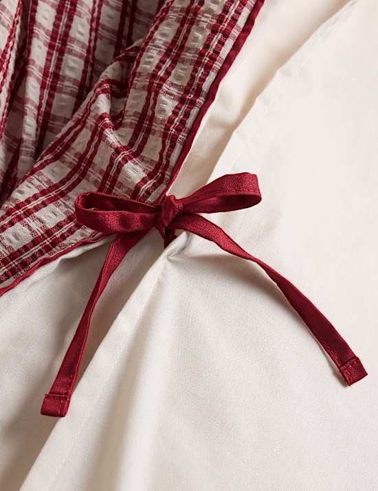 Pure Cotton Yarn Dyed Checked Seersucker Bedding Set