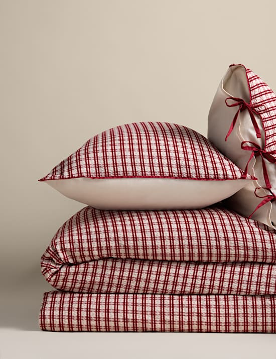 Pure Cotton Yarn Dyed Checked Seersucker Bedding Set