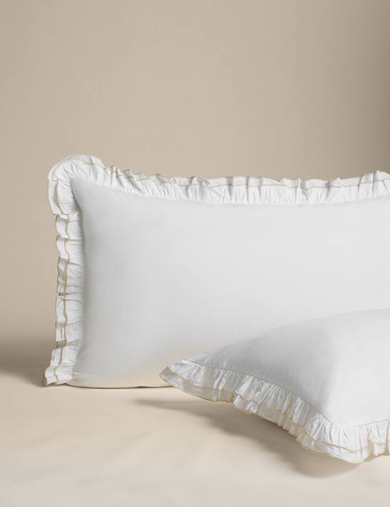 Pure Cotton Contrast Double Ruffle Bedding Set