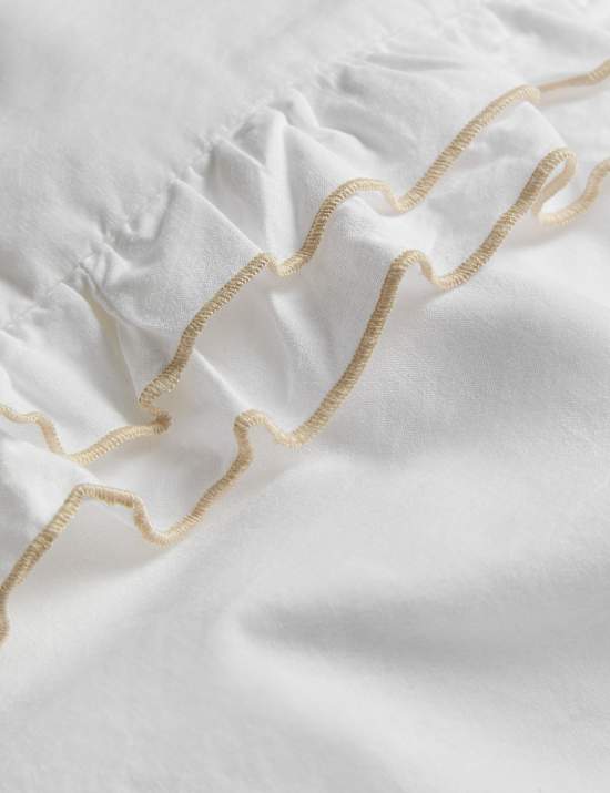 Pure Cotton Contrast Double Ruffle Bedding Set