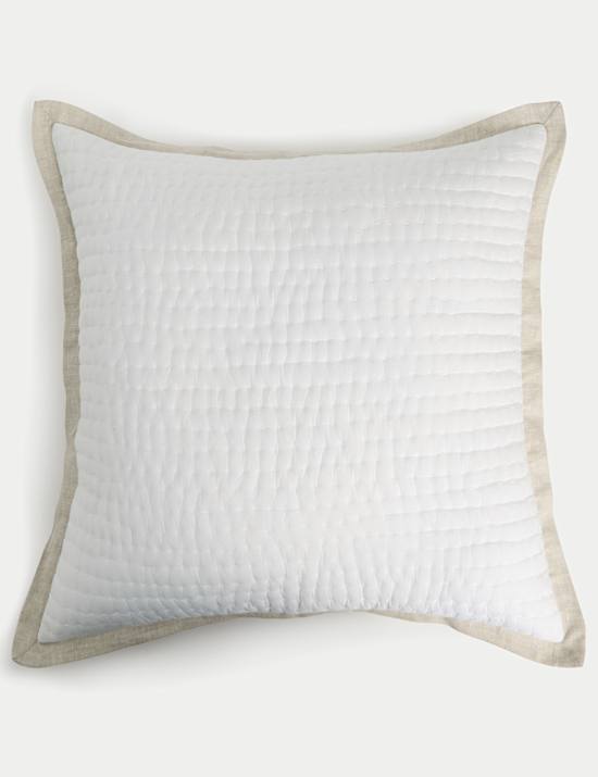 Linen Border Large Quilted Cushion