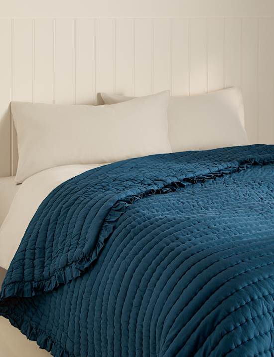 Washed Cotton Quilted Ruffle Bedspread