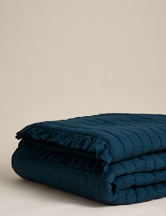 Washed Cotton Quilted Ruffle Bedspread