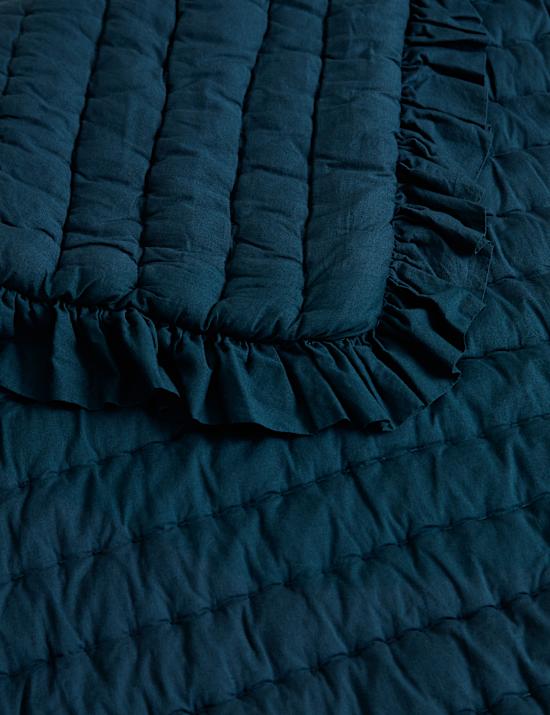 Washed Cotton Quilted Ruffle Bedspread