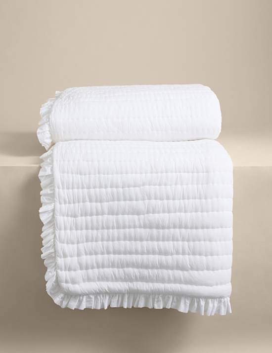 Washed Cotton Quilted Ruffle Bedspread
