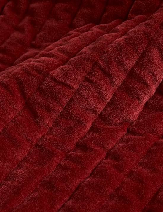 Dessus de lit en velours 100 % coton à fines rayures