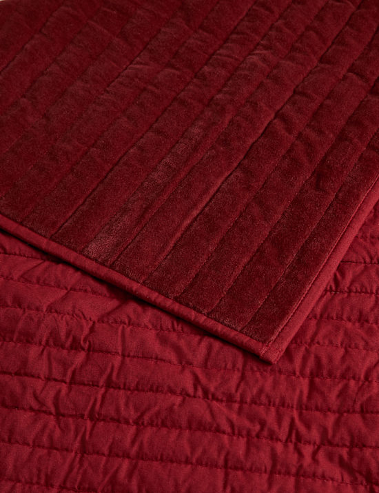 Dessus de lit en velours 100 % coton à fines rayures