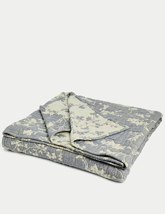 Parure de lit 100 % coton gaze &agrave; motif fleur de cerisier