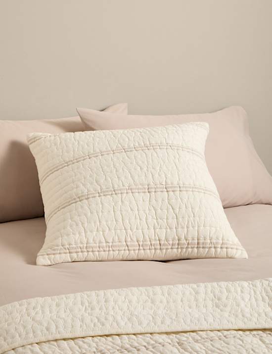 Coj&iacute;n decorativo grande texturizado de rayas 100 % algod&oacute;n