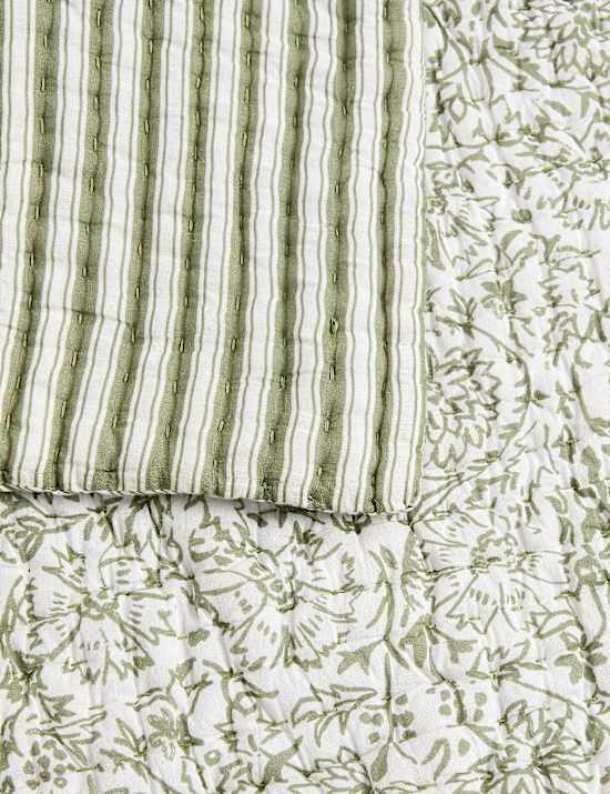 Pure Cotton Floral Striped Bedspread