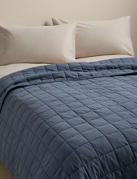 Dessus de lit matelass&eacute; en coton avec lin