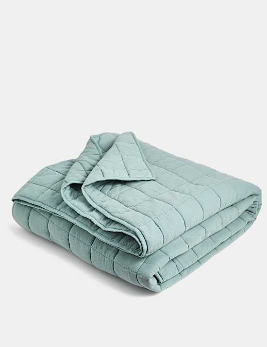 Dessus de lit matelass&eacute; en coton avec lin