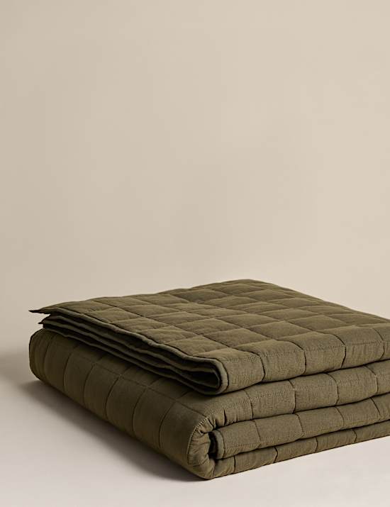 Cotton Rich Quilted Bedspread with Linen