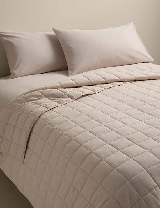 Dessus de lit matelass&eacute; en coton avec lin