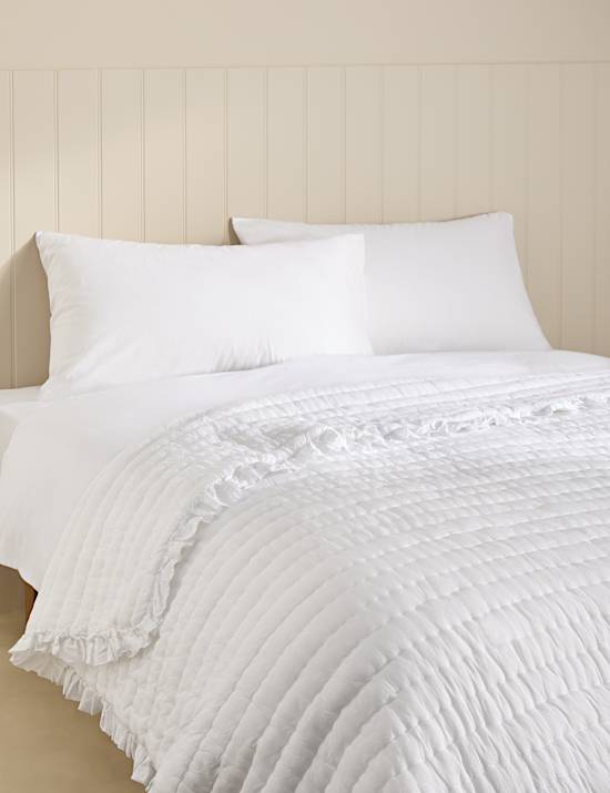 Washed Cotton Quilted Ruffle Bedspread