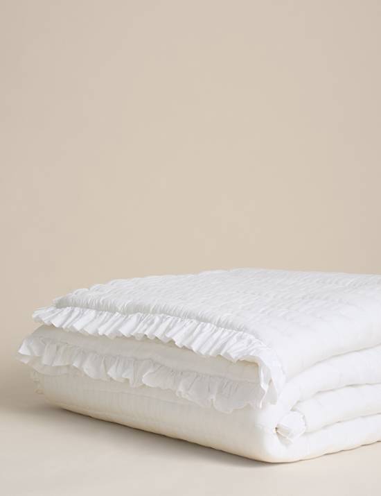 Washed Cotton Quilted Ruffle Bedspread